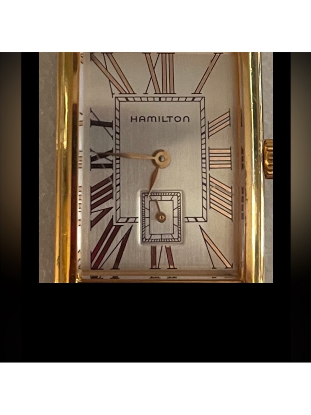 Hamilton Gold-Tone Rectangular Wall Clock - Gold and Silver Dial